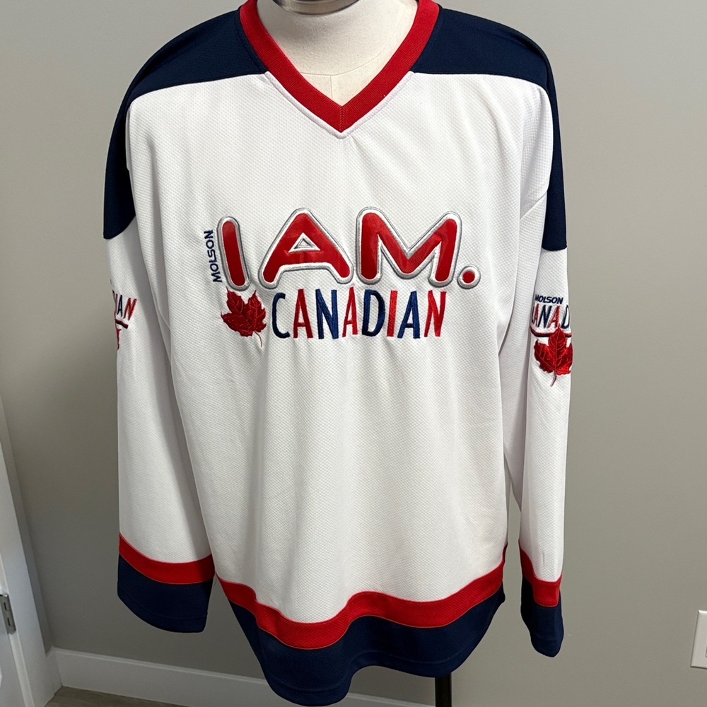 Vintage V-Neck Men's Jersey- White, Red, and Blue